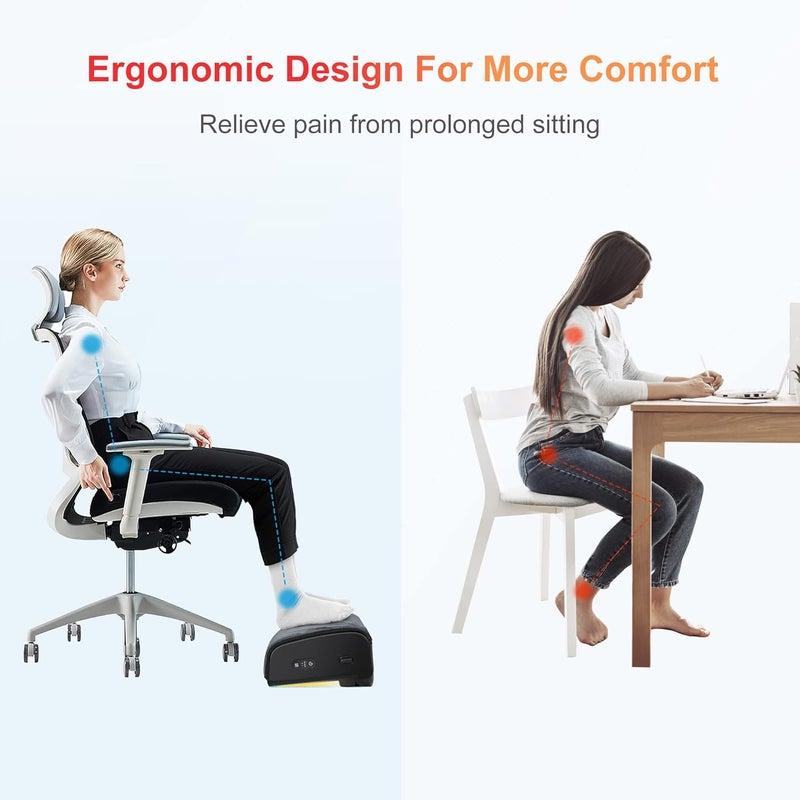 COMFIER Foot Rest Under Desk at Work with Heat,Foot Warmer,Adjustable Height Foot Stool Under Office Desk, Memory Foam Foot Stools for Back Pain Relief,Foot Stand,Gift - Image 5